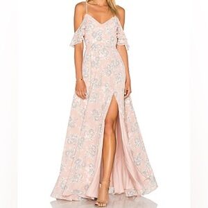 Elegant Pink Floral Maxi Dress